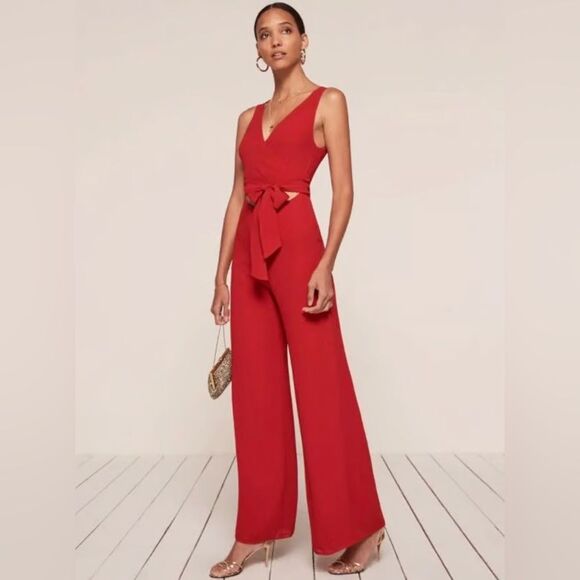 NWT Reformation Patti Jumpsuit Red Size 4 - Picture 6 of 13